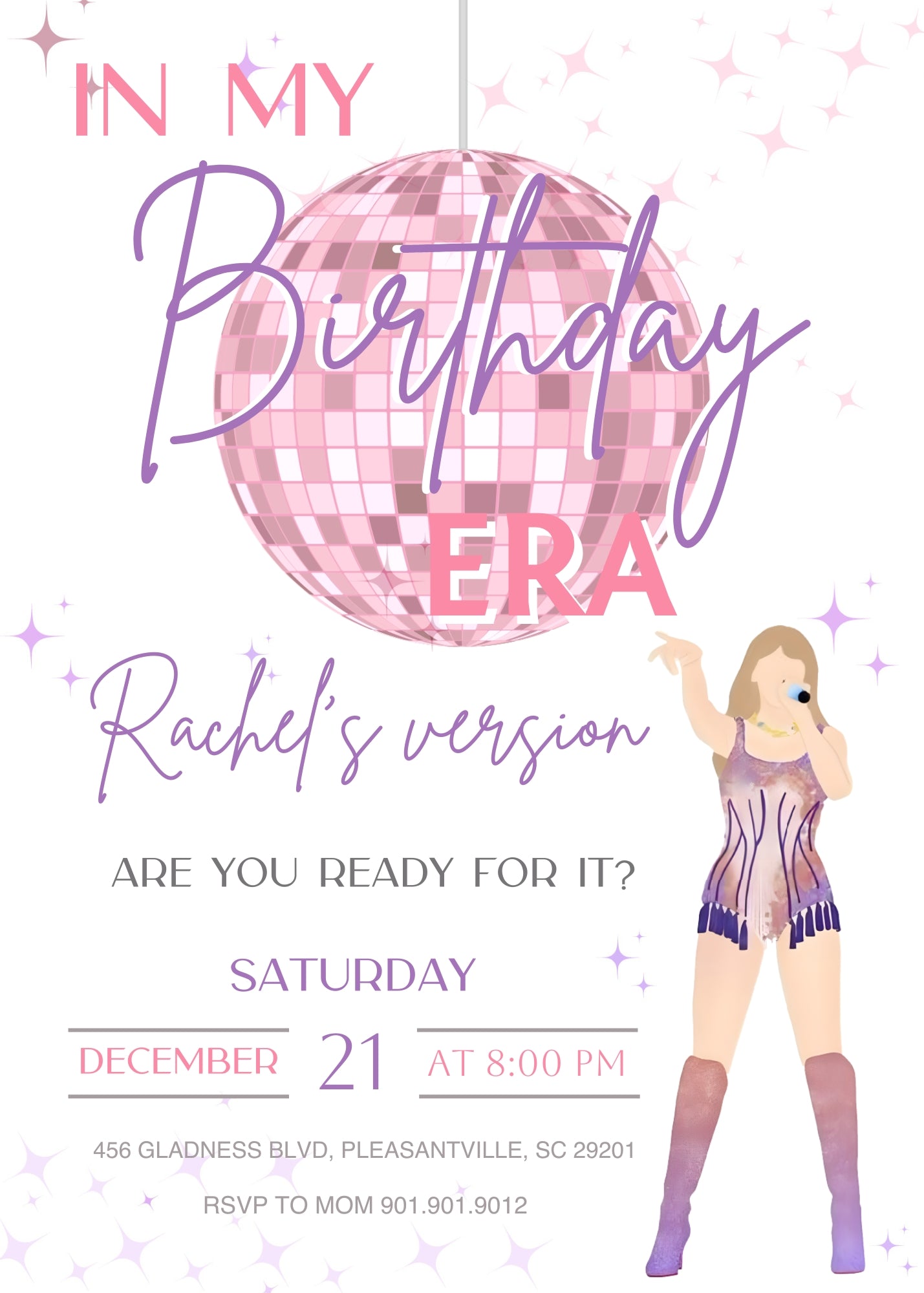 Taylor Swift Eras Tour personizable birthday invitation template, instant download, girl, MP988