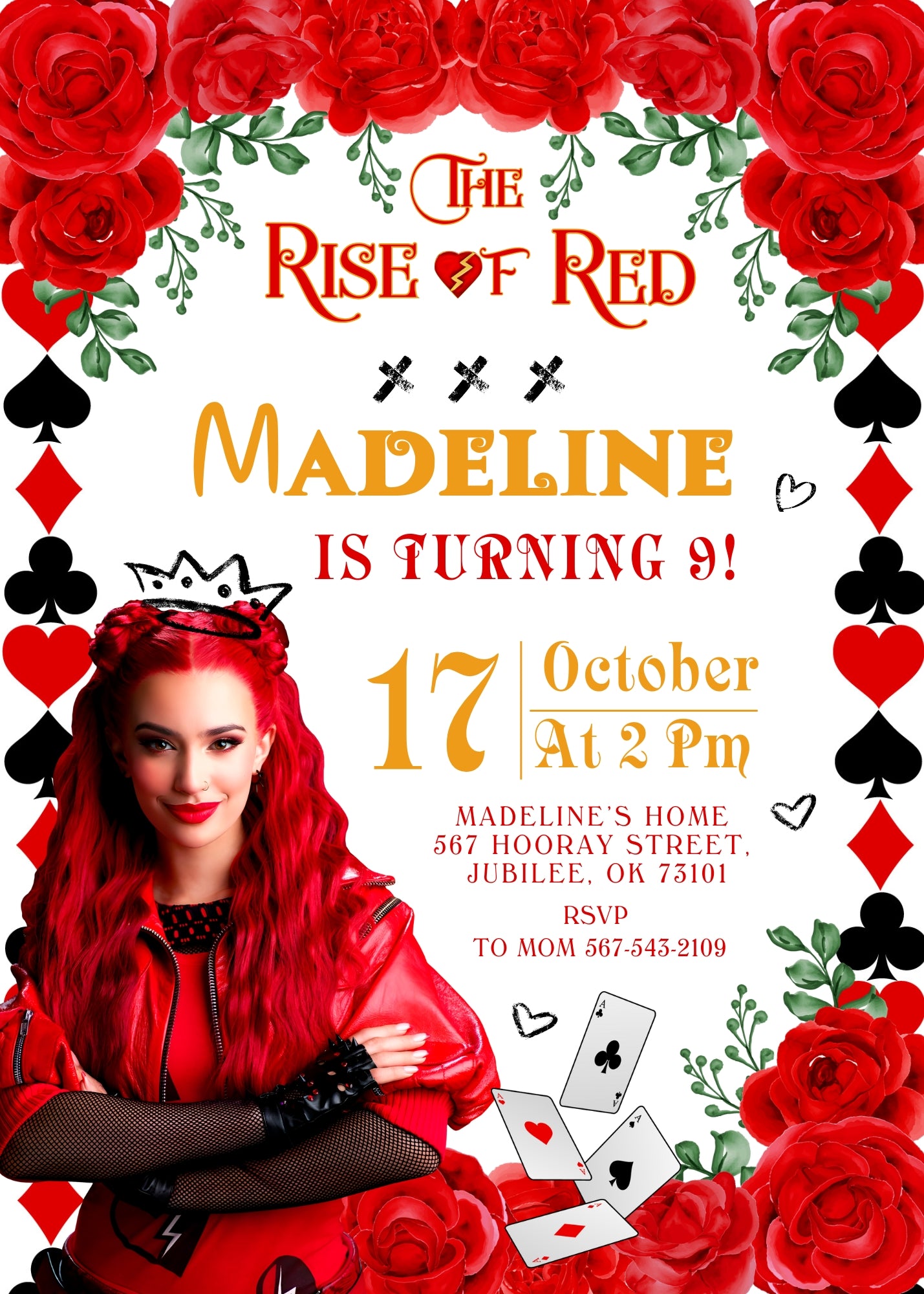 Descendants The Rise of Red Disney personizable birthday invitation template, instant download, EH785