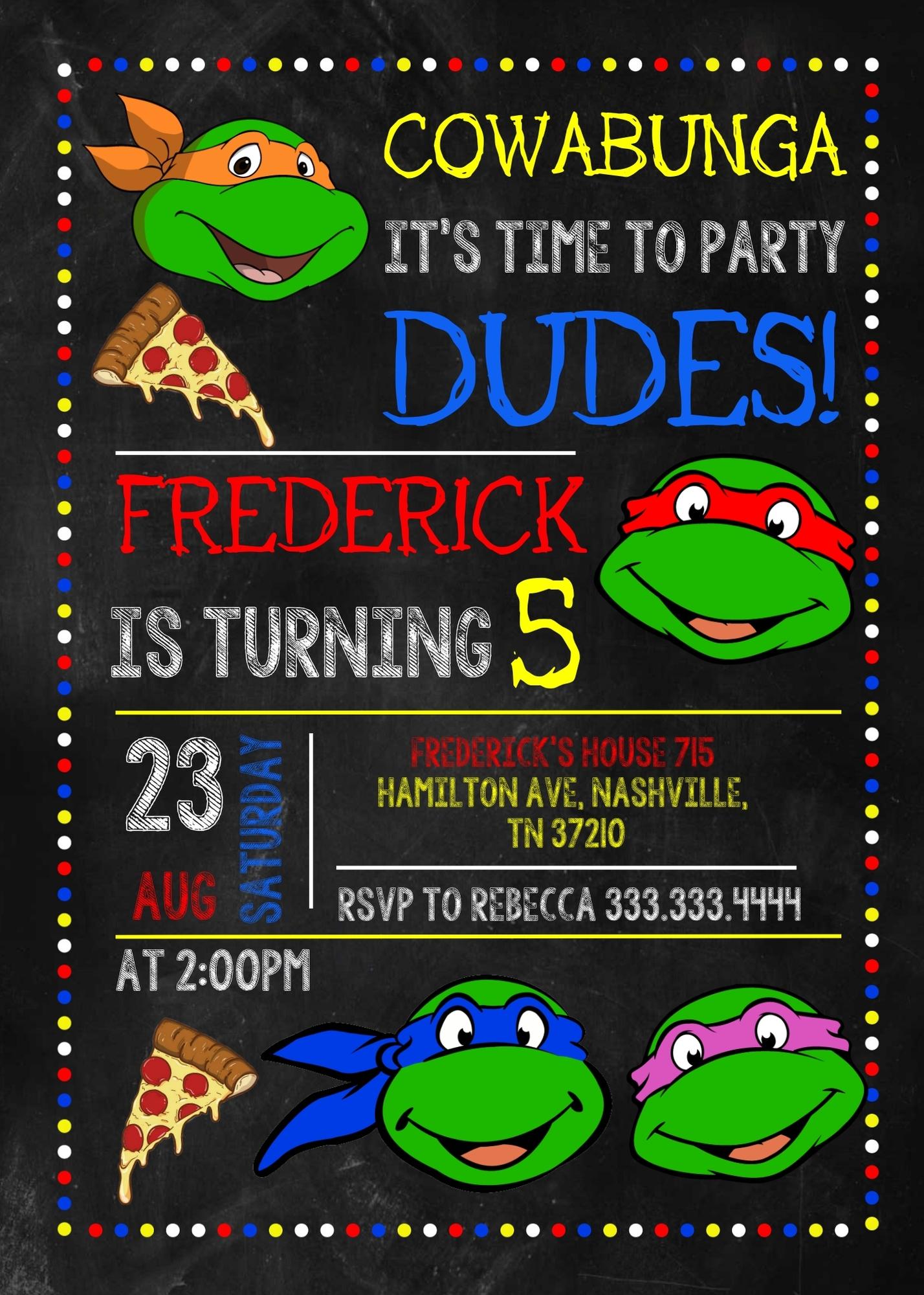 Teenage Mutant Ninja Turtles personizable birthday invitation template, instant download, boy, PD760