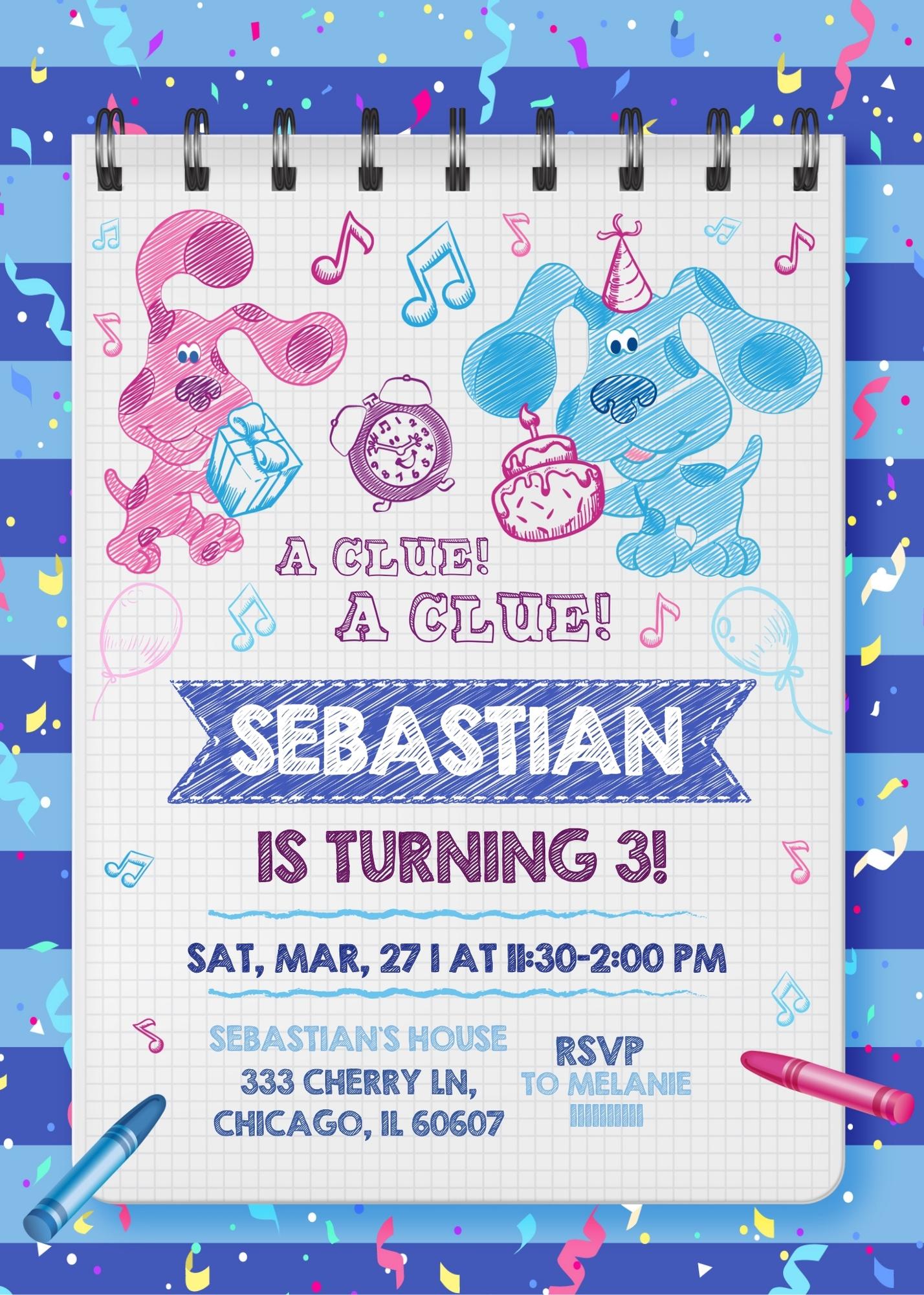 Blue's Clues Puppy personizable birthday invitation template, instant download, HE632