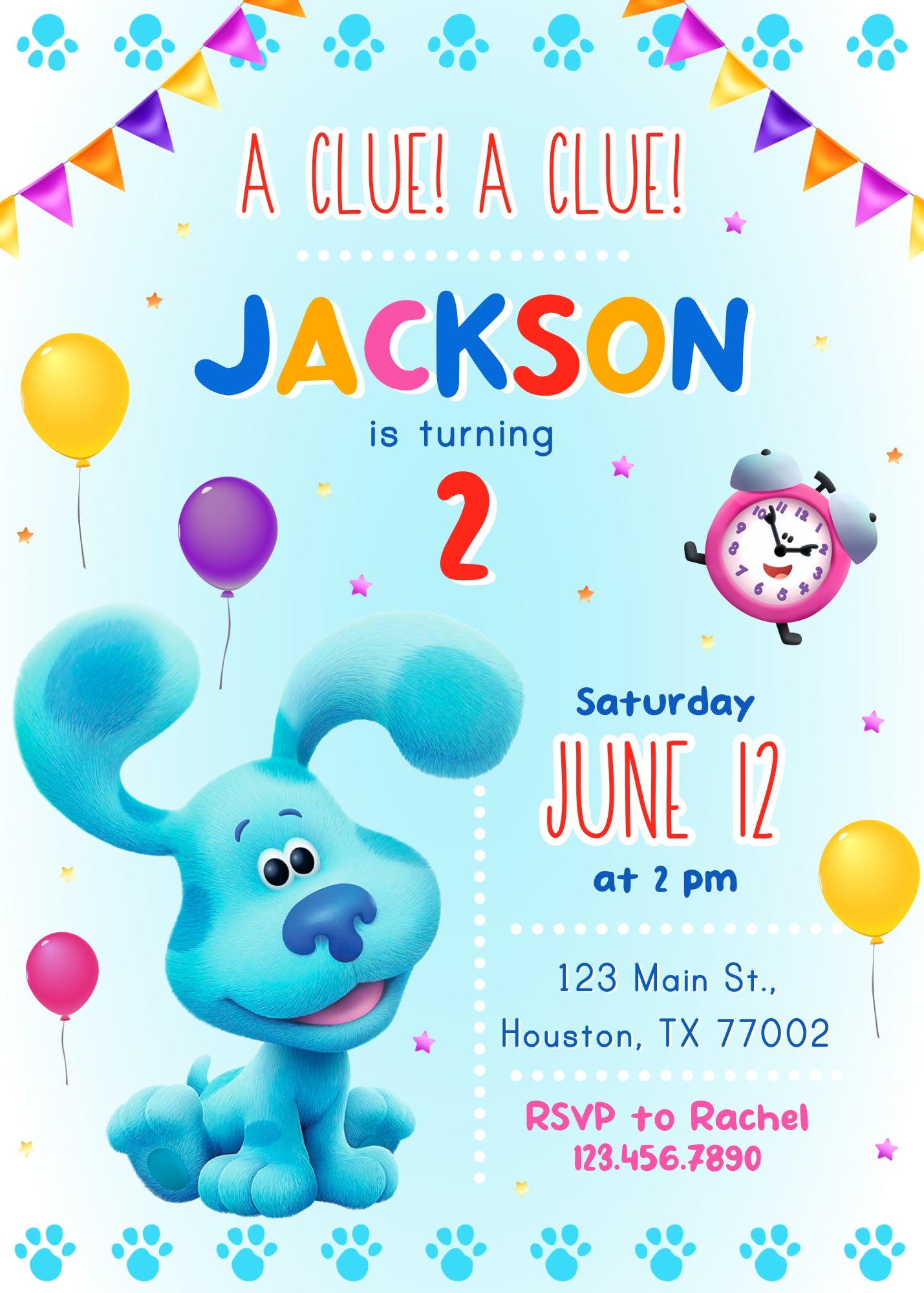 Blue's Clues Puppy personizable birthday invitation template, instant download, SX974