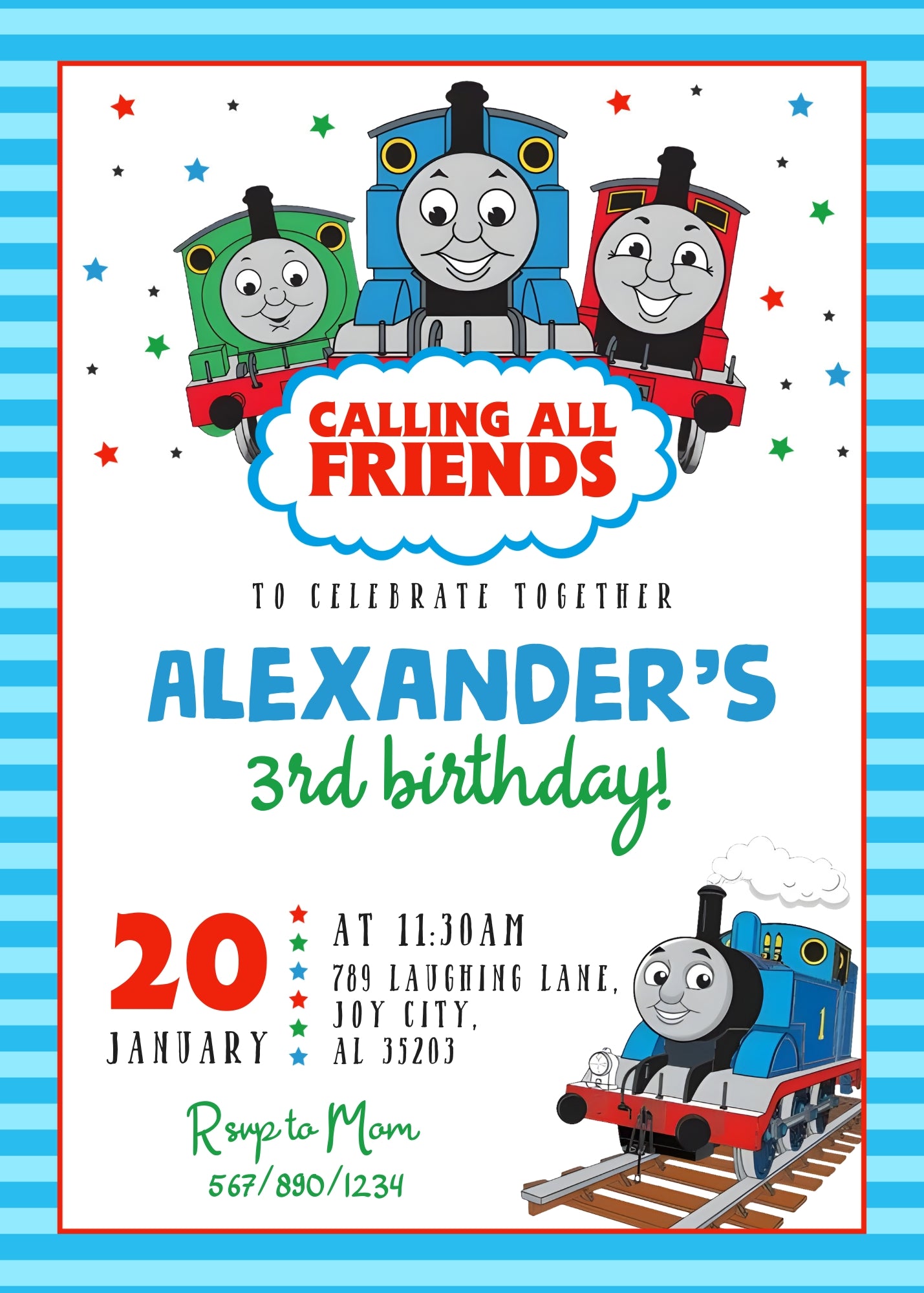 Thomas Train & Friends personizable birthday invitation template, instant download, NY491