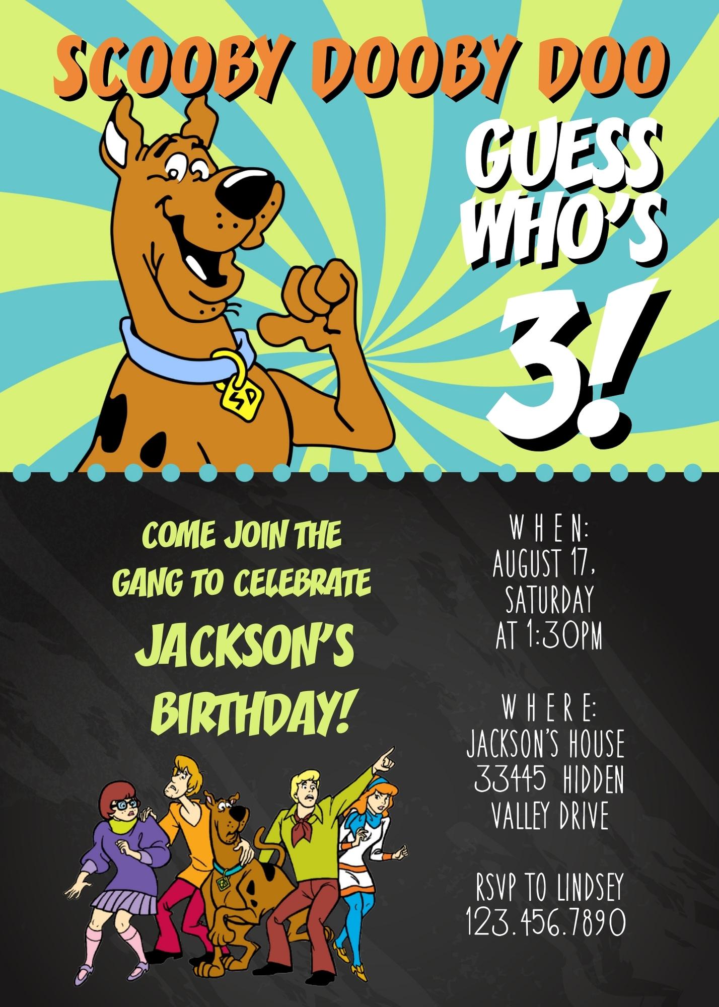 Scooby-Doo personizable birthday invitation template, instant download, KU646