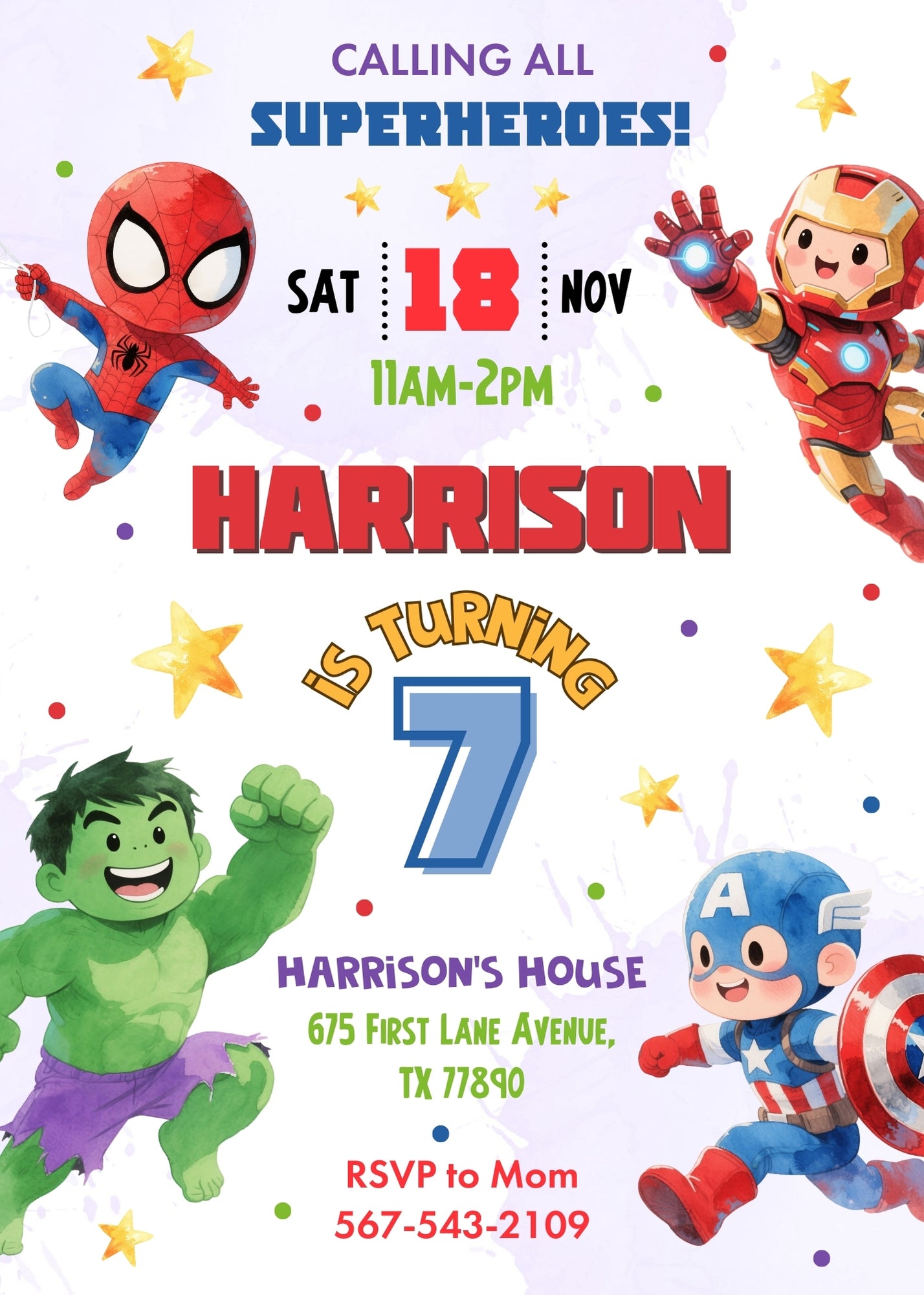 Avengers Marvel Superhero customizable birthday invite template, instant download| boy| FW396