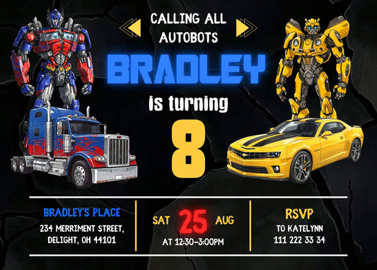 Transformers Rescue Bots personizable birthday invitation template, instant download, boy, ET184