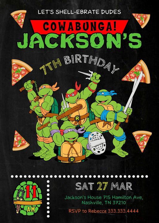 Teenage Mutant Ninja Turtles personizable birthday invitation template, instant download, boy, WK500