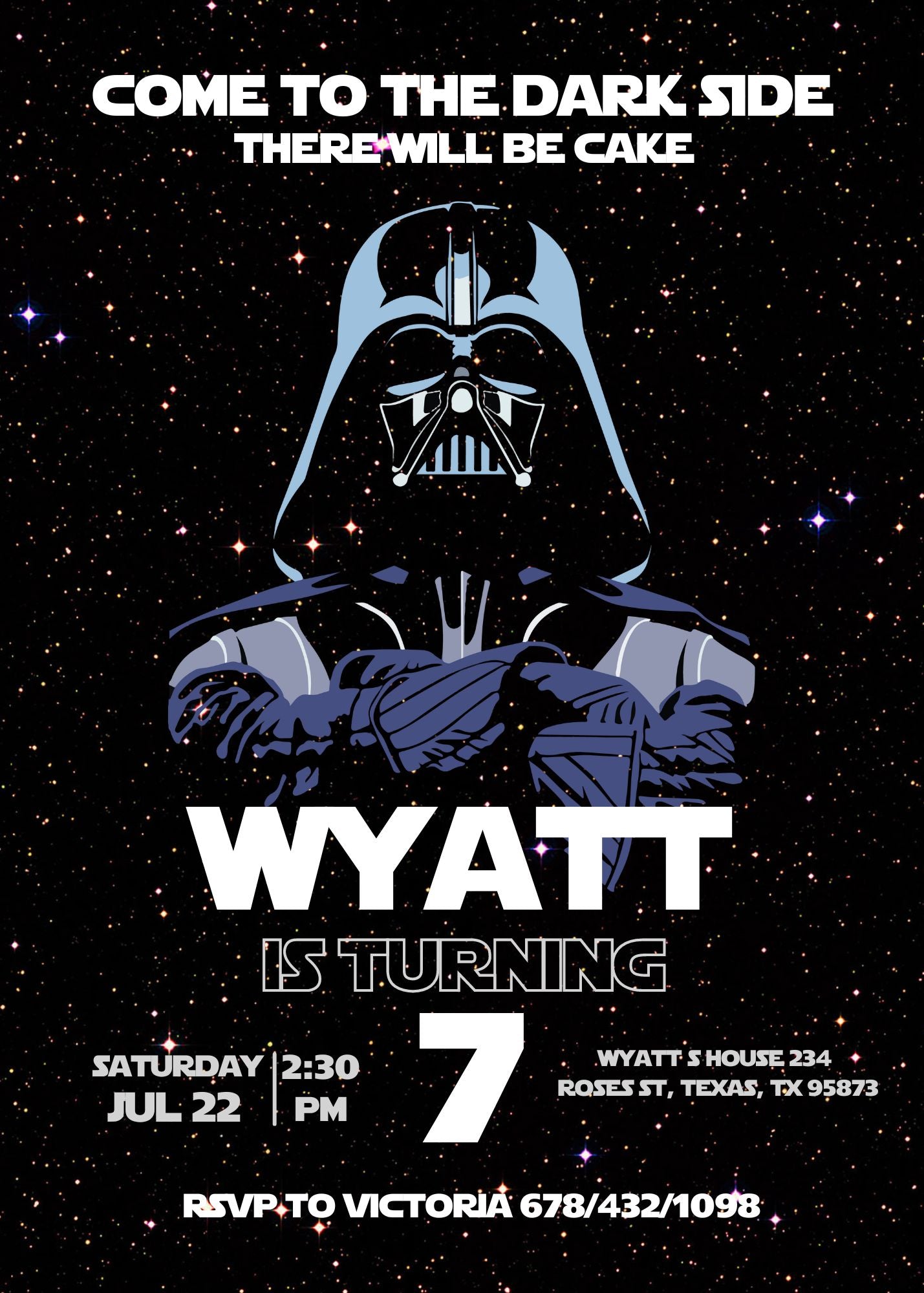 Star Wars Darth Vader personizable birthday invitation template, instant download, boy, KE243