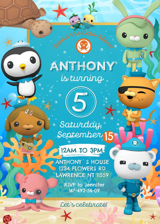 Octonauts personizable birthday invitation template, instant download, KN584