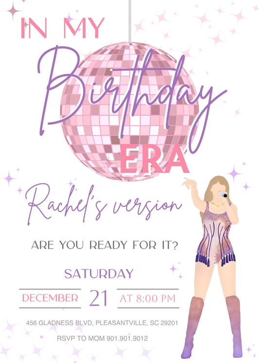 Taylor Swift Eras Tour personizable birthday invitation template, instant download, girl, MP988