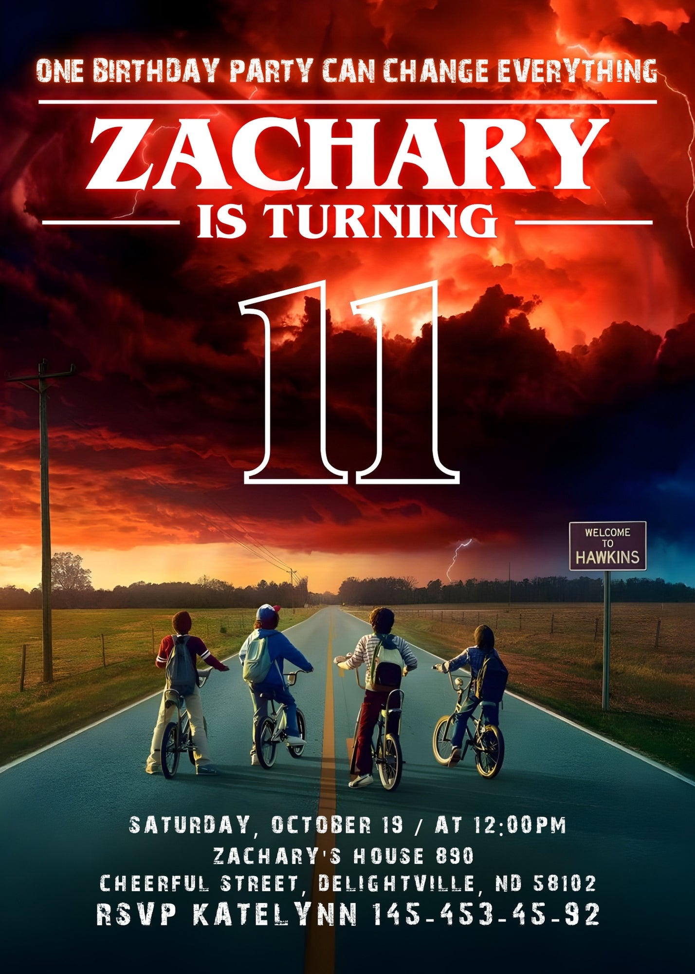 Stranger Things personizable birthday invitation template, instant download, JB629