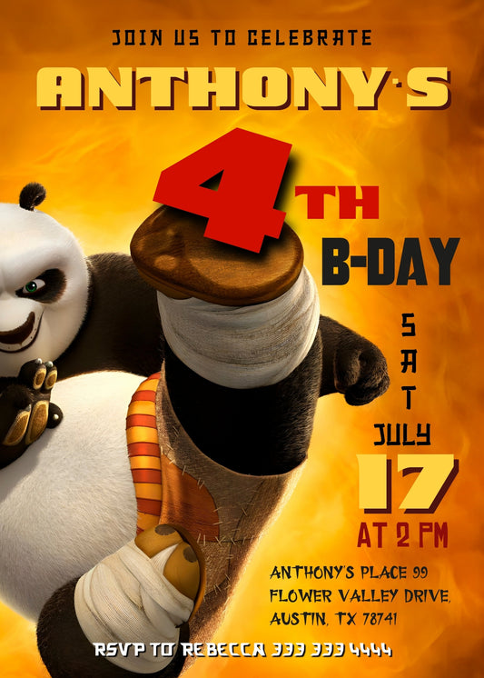 Kung Fu Panda Po personizable birthday invitation template, instant download, EA260