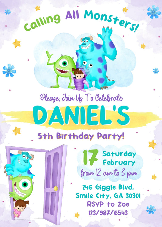 Monsters, Inc. customizable birthday invite template, instant download| CH910