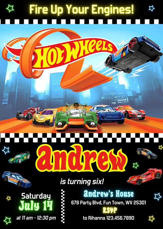 Hot Wheels Racing personizable birthday invitation template, instant download, boy, MB668