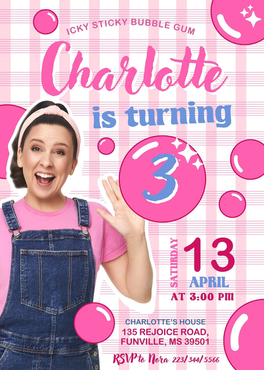 Ms. Rachel personizable birthday invitation template, instant download, CB828