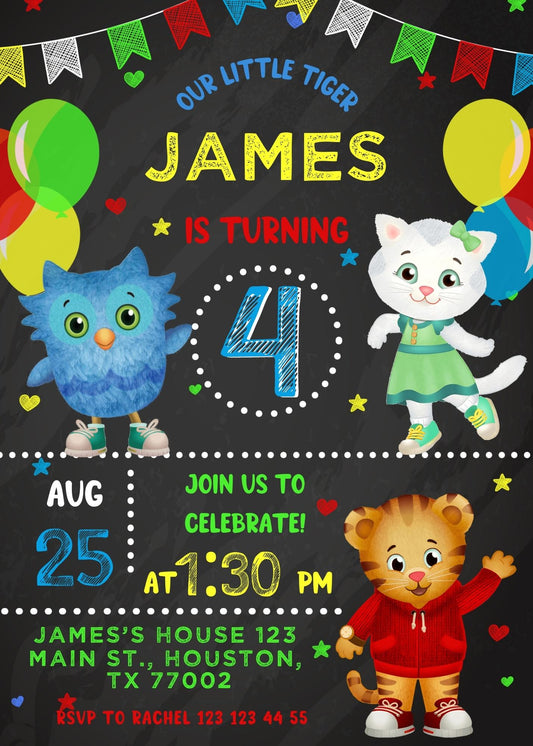 Daniel Tiger's Neighborhood personizable birthday invitation template, instant download, CQ822