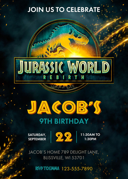 Jurassic World Rebirth Dinosaur customizable birthday invite template, instant download| JX268