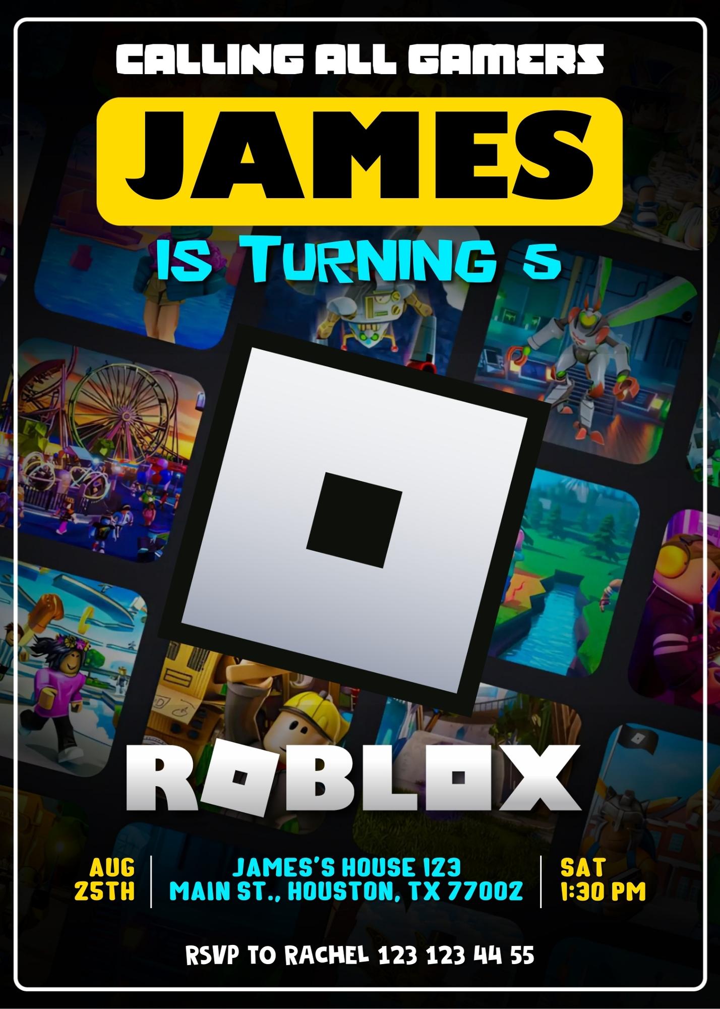 Roblox Gamer personizable birthday invitation template, instant download, QL680