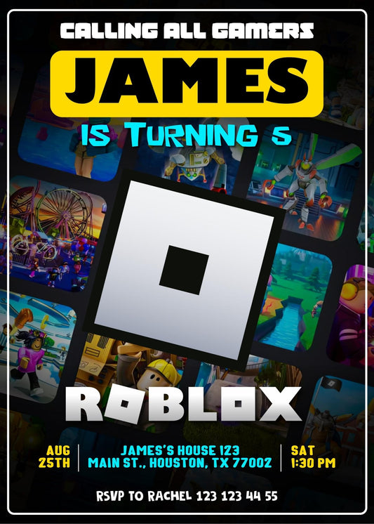 Roblox Gamer personizable birthday invitation template, instant download, QL680