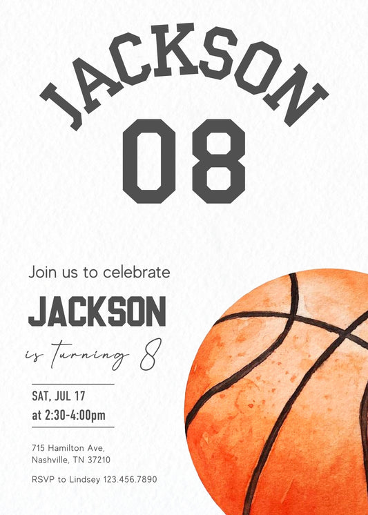 Basketball NBA Slam Dunk personizable birthday invitation template, instant download, boy, VO052