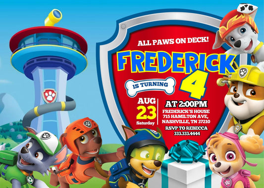 PAW Patrol personizable birthday invitation template, instant download, GO564