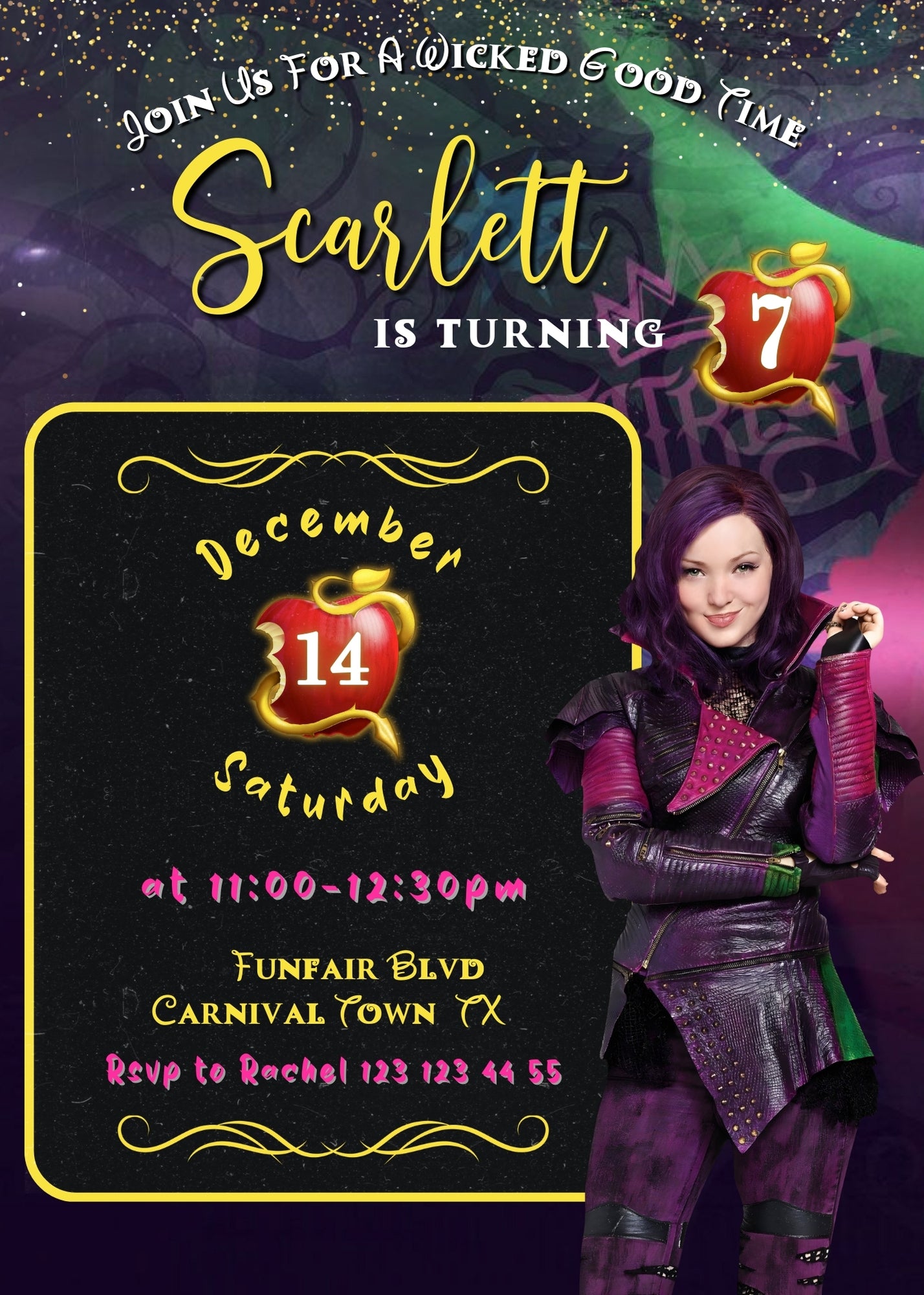 Descendants Disney personizable birthday invitation template, instant download, YQ453