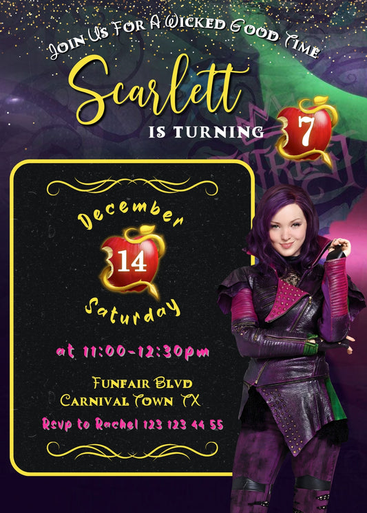 Descendants Disney personizable birthday invitation template, instant download, YQ453