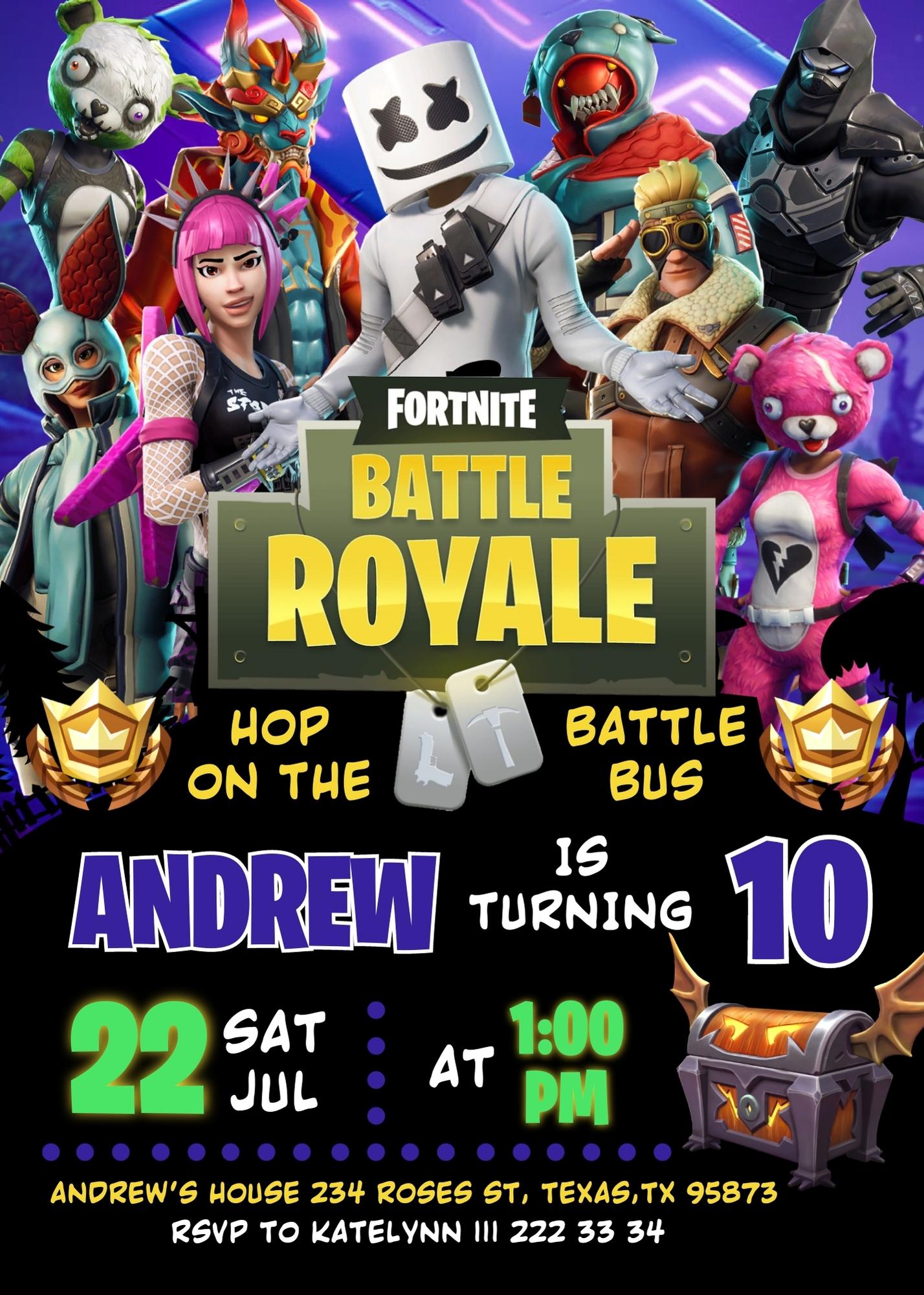 Fortnite Gamer personizable birthday invitation template, instant download, boy, XI421