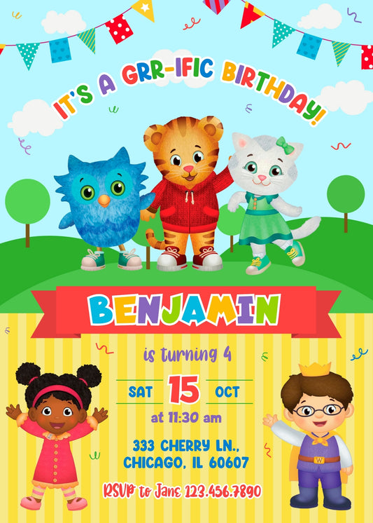 Daniel Tiger's Neighborhood personizable birthday invitation template, instant download, AK930