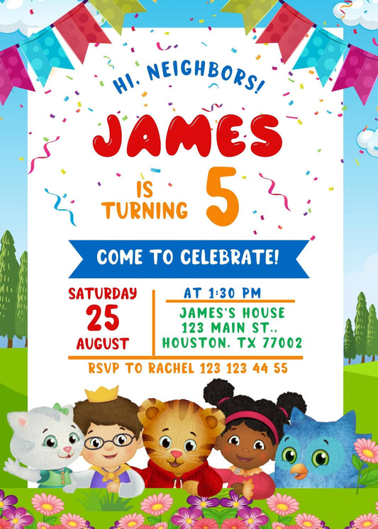 Daniel Tiger's Neighborhood personizable birthday invitation template, instant download, OO563