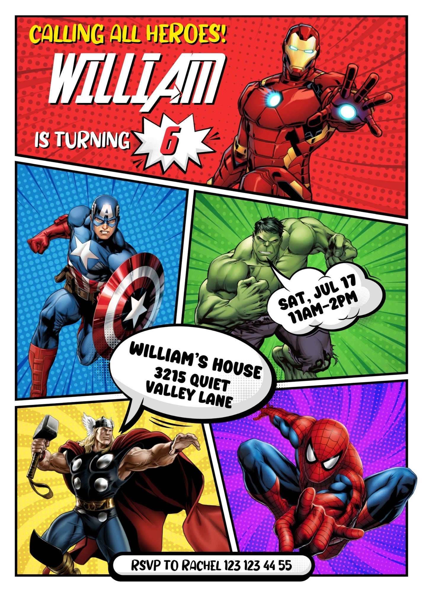 Avengers Marvel Superhero customizable birthday invite template, instant download| boy| IF719
