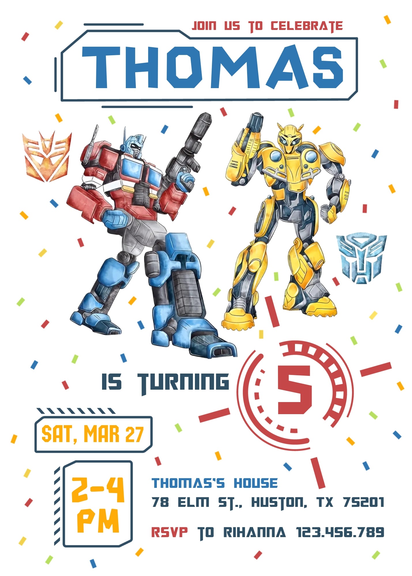 Transformers Rescue Bots personizable birthday invitation template, instant download, boy, VD554