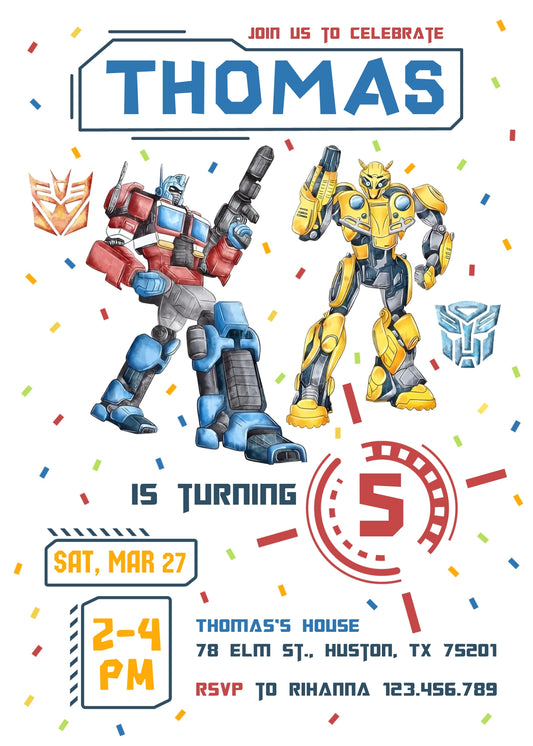 Transformers Rescue Bots personizable birthday invitation template, instant download, boy, VD554