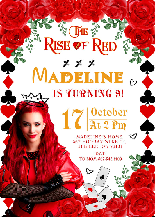 Descendants The Rise of Red Disney personizable birthday invitation template, instant download, EH785
