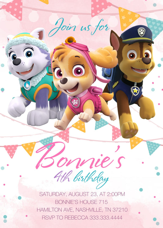 PAW Patrol personizable birthday invitation template, instant download, MX754