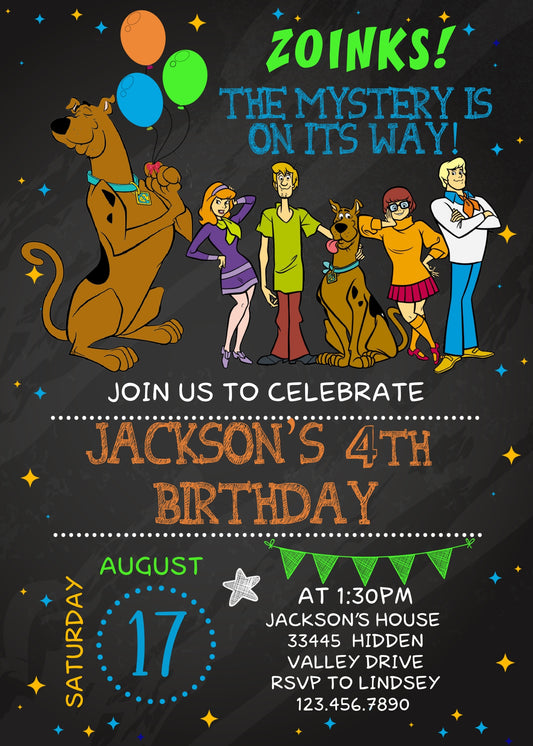 Scooby-Doo personizable birthday invitation template, instant download, LW401