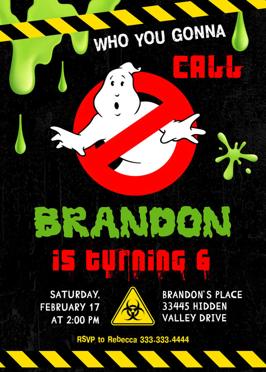 Ghostbusters personizable birthday invitation template, instant download, BW387