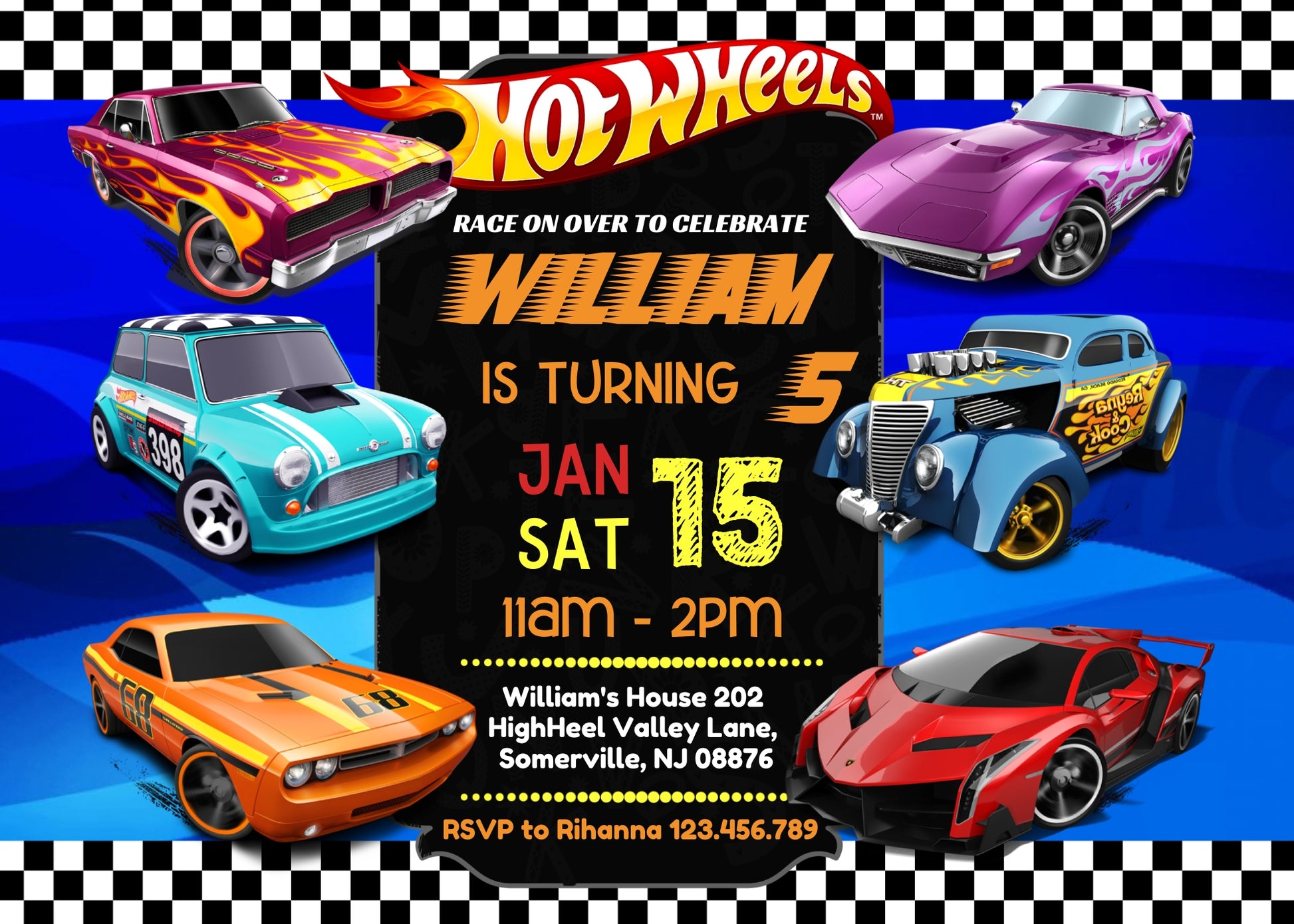 Hot Wheels Racing personizable birthday invitation template, instant download, boy, MW545