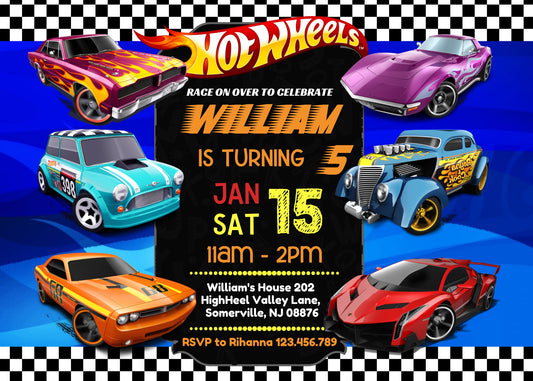Hot Wheels Racing personizable birthday invitation template, instant download, boy, MW545