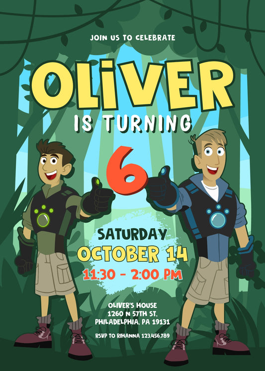 Wild Kratts Creature Hero personizable birthday invitation template, instant download, XA164