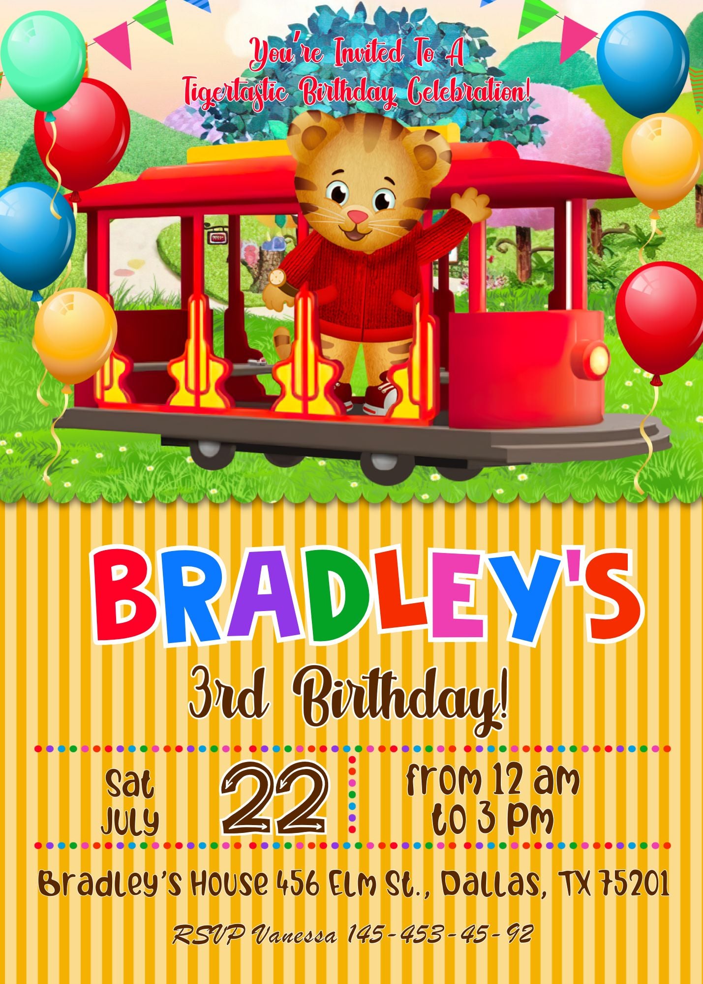 Daniel Tiger's Neighborhood personizable birthday invitation template, instant download, XS476