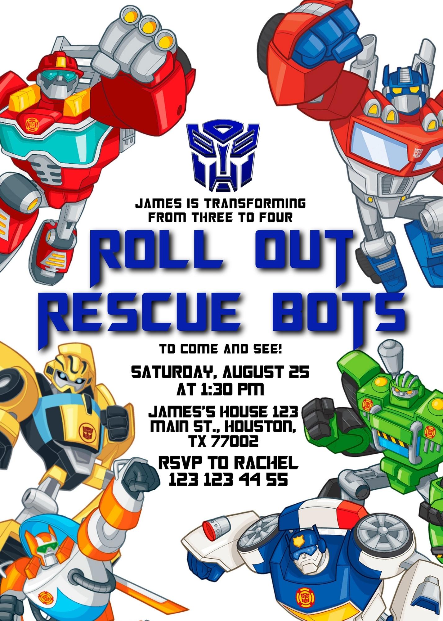 Transformers Rescue Bots personizable birthday invitation template, instant download, boy, ON923
