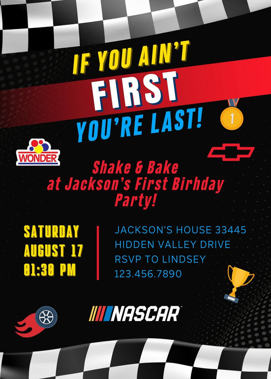 Nascar Racing Ricky Bobby personizable birthday invitation template, instant download, boy, ZF943
