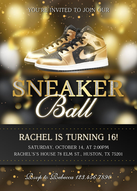 Sneaker Ball Air Jordan Nike personizable birthday invitation template, instant download, LW474