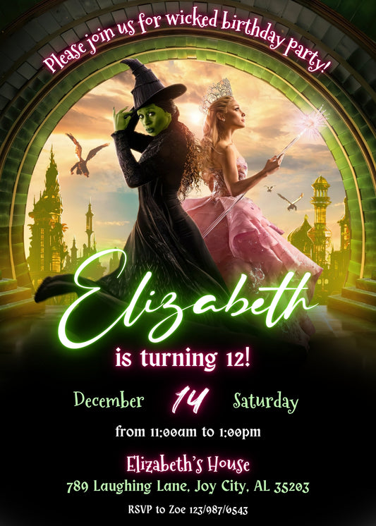 Wicked Musical Movie personizable birthday invitation template, instant download, GH209