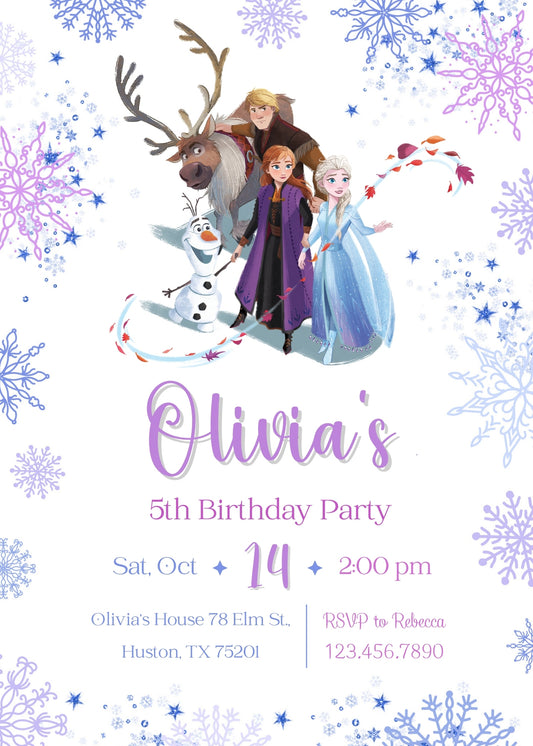 Frozen Elsa personizable birthday invitation template, instant download, girl, PX874