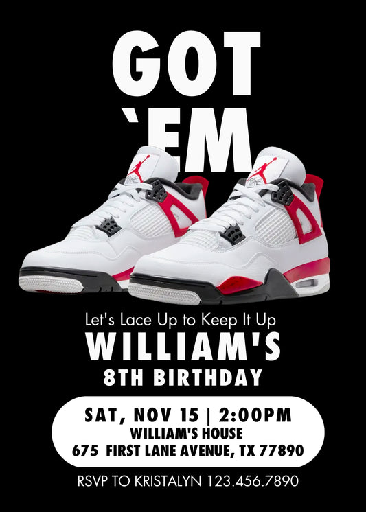 Sneaker Ball Air Jordan Nike personizable birthday invitation template, instant download, ZU108