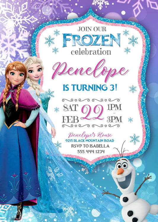 Frozen Elsa personizable birthday invitation template, instant download, girl, MK173