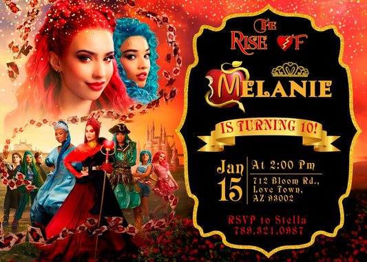 Descendants The Rise of Red Disney personizable birthday invitation template, instant download, BC598