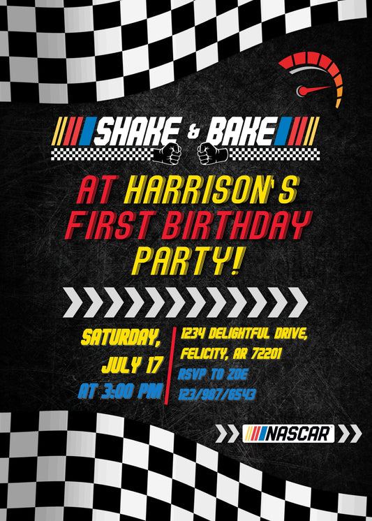 Nascar Racing Ricky Bobby personizable birthday invitation template, instant download, boy, AT497