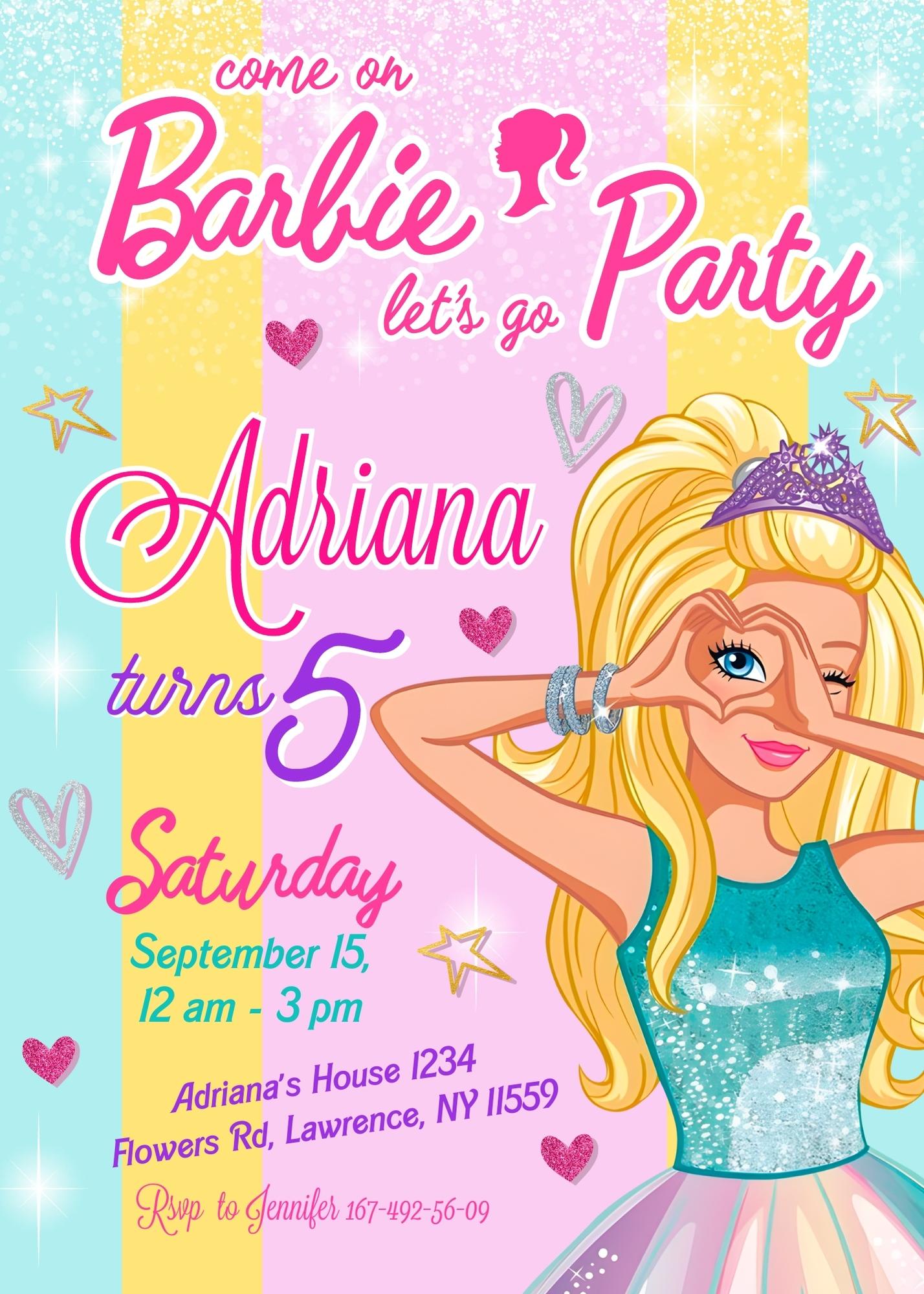 Barbie Pink personizable birthday invitation template, instant download, girl, IA930